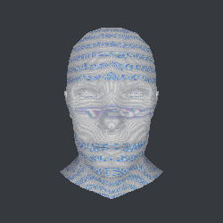 a computer generated image of a person 's head with a geometric pattern on it