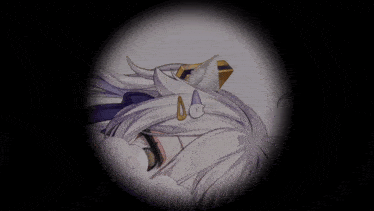 a drawing of a girl with white hair and ears