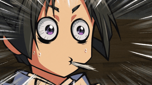a cartoon drawing of a girl with a surprised expression on her face