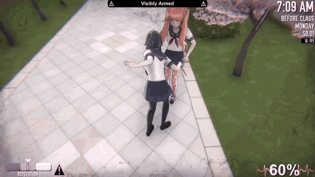 a screenshot of a video game that says visiblely armed at the top