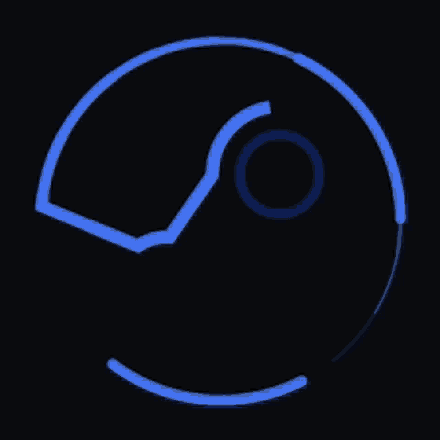 a blue circle with a black circle in the center