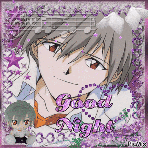 a picture of a boy with the words good night