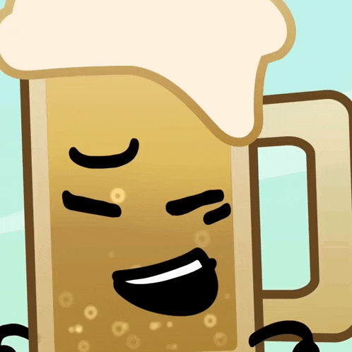 a cartoon drawing of a beer mug with a foamy top