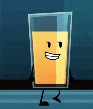 a cartoon character of a glass of orange juice