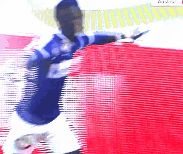 a blurred image of a person with austria written on the bottom