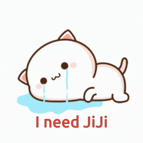 a cartoon cat is crying with the words " i need jiji " underneath it