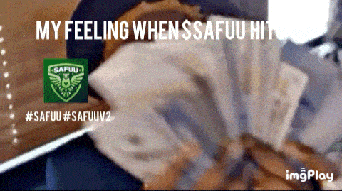 a gif of a person holding a stack of money with the caption my feeling when $ safuu hit