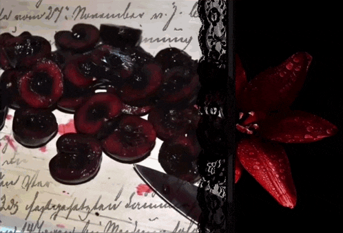 a bunch of cherries are on a piece of paper that says november on it
