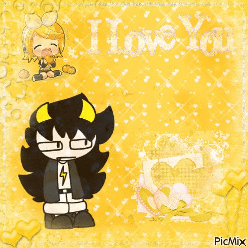 a yellow background with hearts and the words i love you on it