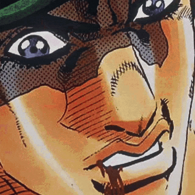 a close up of a cartoon character 's face with a smile on his face .