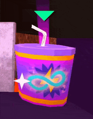 a purple cup with a straw on top of it