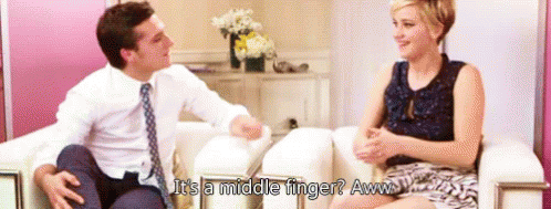 Josh Hutcherson Jennifer Lawrence GIF - Josh Hutcherson Jennifer Lawrence Middlefinger GIFs