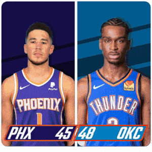 two basketball players from the phoenix and thunder teams