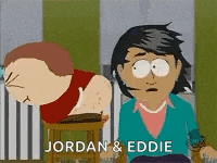 a cartoon of a man sitting on a stool next to a woman who is looking at him .