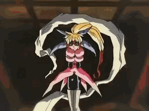 a cartoon character with blonde hair and pink pants is tied up