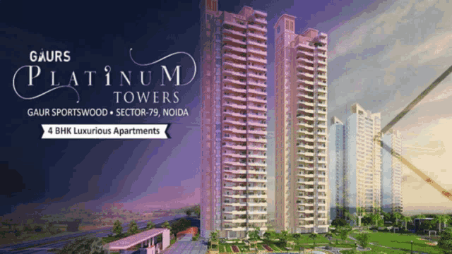 an advertisement for gaurs platinum towers shows a picture of the buildings