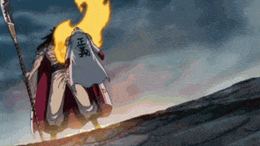 a cartoon character with chinese writing on his back