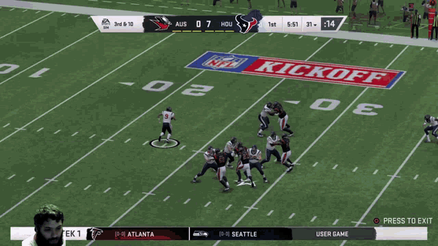 a football game is being played between the atlanta and seattle teams