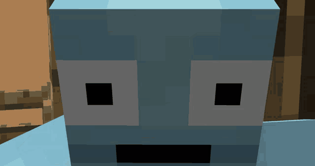 a blue block with a black square on it 's face