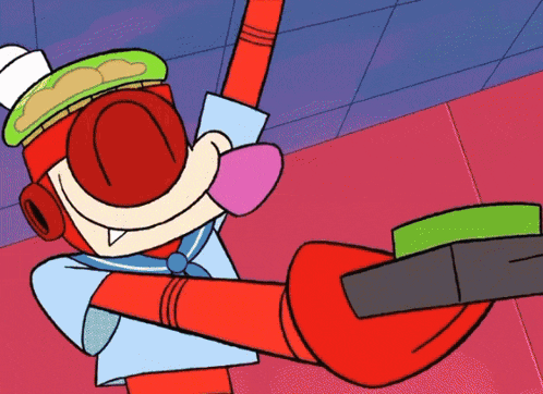 a close up of a cartoon character 's face and arms