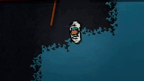 a pixel art drawing of a boat in the water .