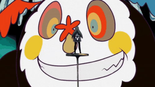 a cartoon drawing of a person standing on a table