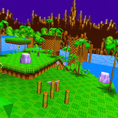 a sonic the hedgehog video game scene with a purple flower