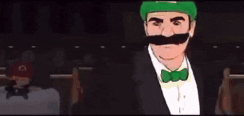a cartoon of a man wearing a green hat and bow tie