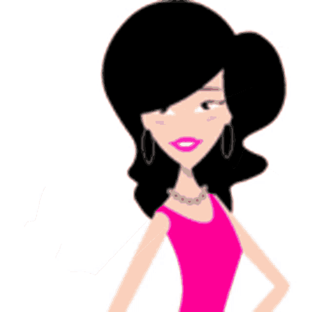 a cartoon woman in a pink top is giving the middle finger