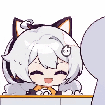 a cartoon girl is sitting at a table with a cup of coffee and a bag of noodles .