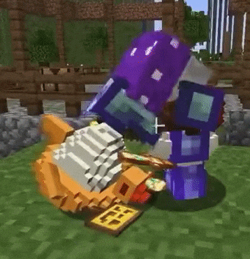 a couple of minecraft characters laying on top of each other .
