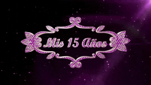 a sign that says mis 15 anos with a purple background