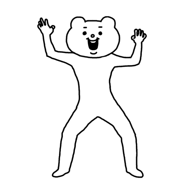 a black and white drawing of a bear with its arms and legs outstretched