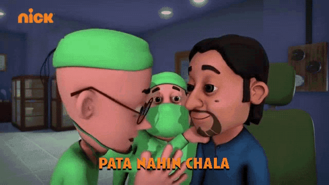 a nick cartoon shows a man holding a baby and two doctors