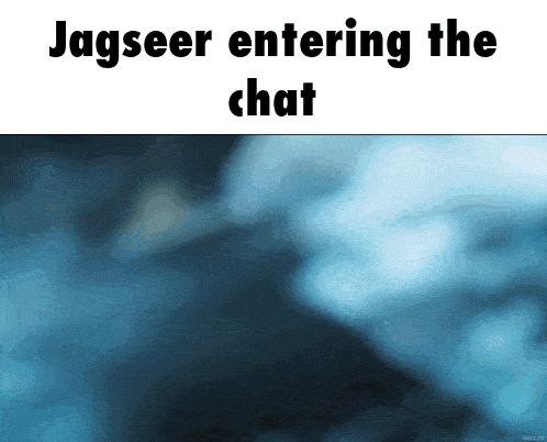 a blue background with jagseer entering the chat written in black
