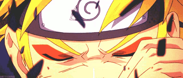 a close up of a person 's face with a letter g on their headband