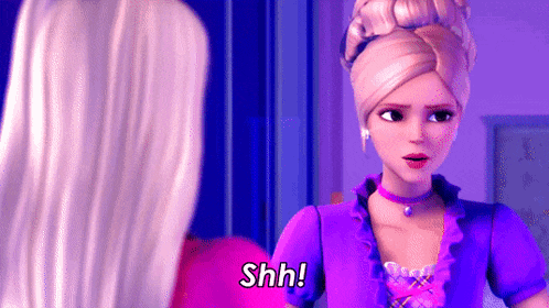a barbie cartoon character is talking to another barbie cartoon character .