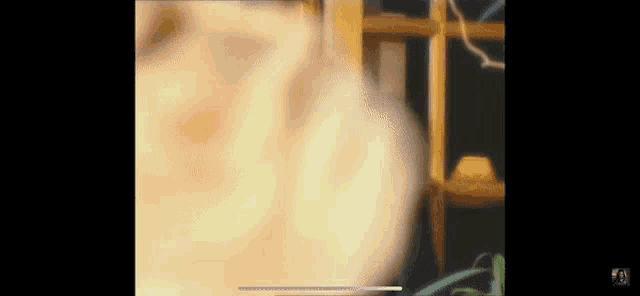 a blurred image of a person 's face with a lamp in the background