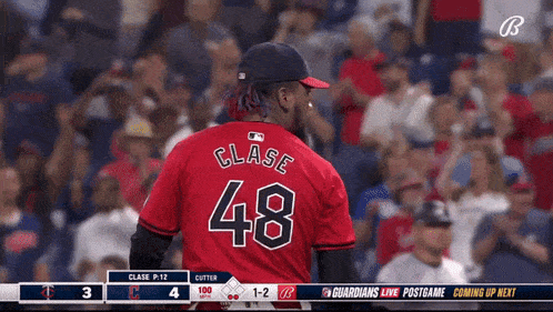 a baseball player with the name clase on his back