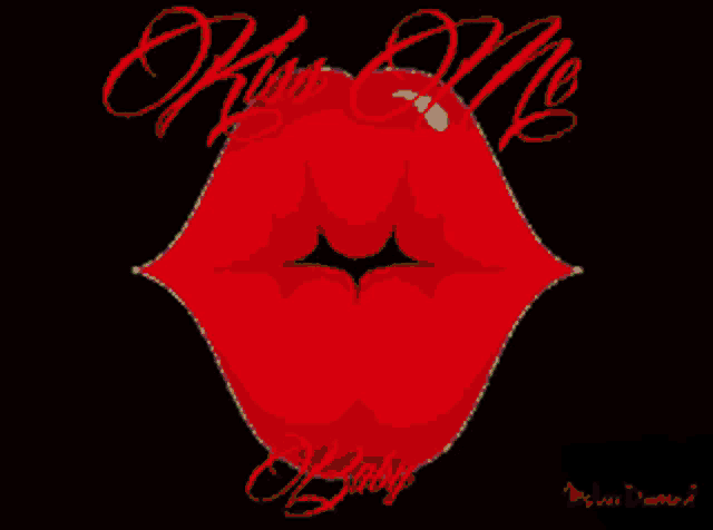 a picture of a woman 's lips with the words " kiss me baby " below it
