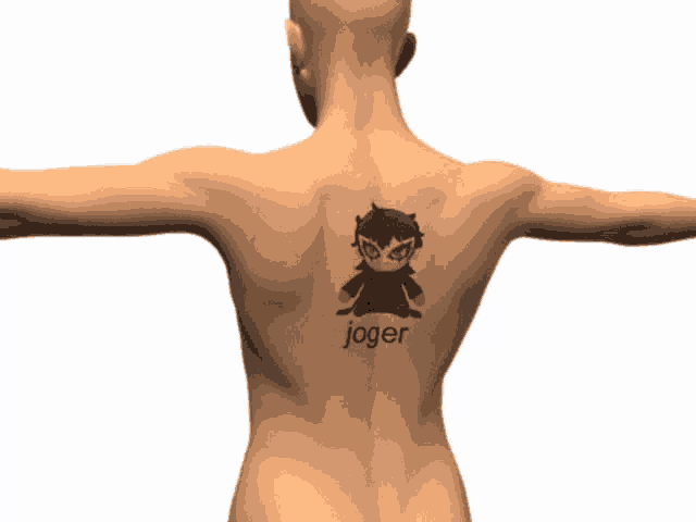 a person has a tattoo on their back that says joger