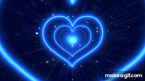 a blue heart is surrounded by smaller hearts