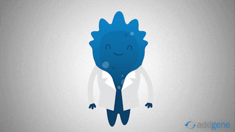 a cartoon illustration of a blue monster with a lab coat on