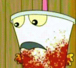 a cartoon of a cup with a straw and a drink in it
