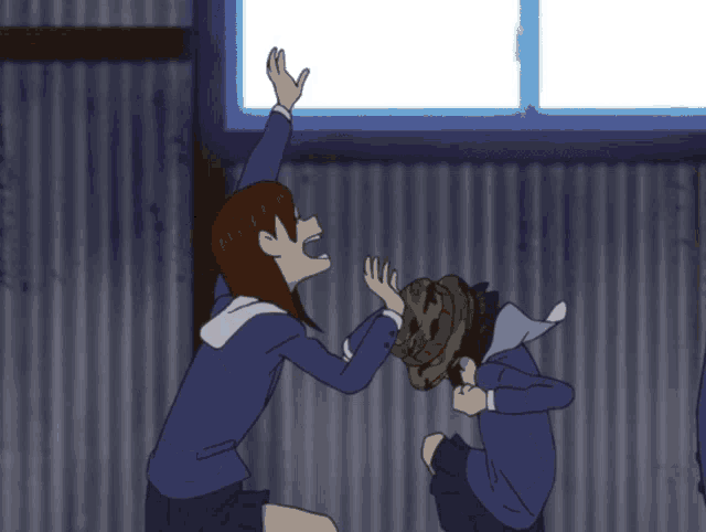 a cartoon of a girl with a hat that says ' army ' on it