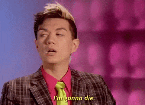 a man in a suit and tie is saying `` i 'm gonna die . ''