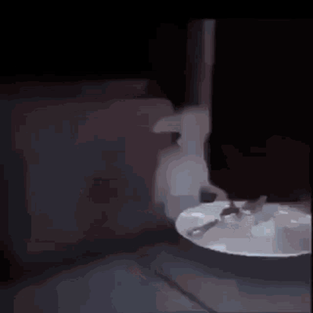 a person is holding a spoon over a white plate .