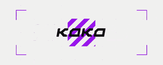 a purple and white logo for koko with a grid in the background