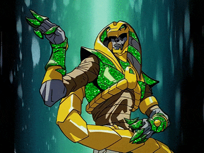 a cartoon drawing of a man in a green and yellow outfit