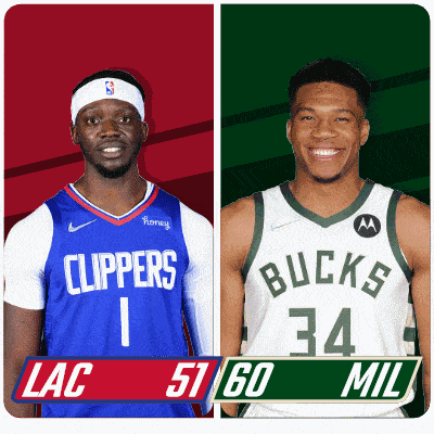 two basketball players from the clippers and bucks are standing next to each other